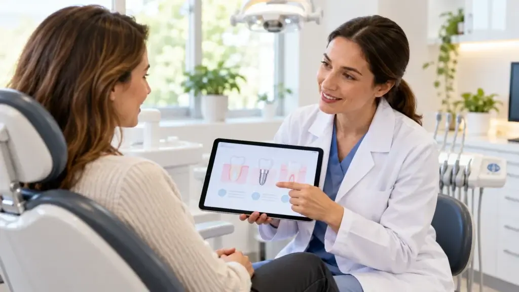 Patient discussing a dental treatment plan with a dentist